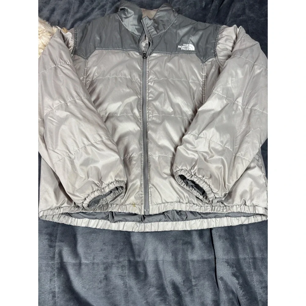 The‎ North Face Puffer Jacket Gray Silver Men's Size Large Insulated Full Zip